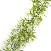 6.5 ft Artificial Peperomia Tetragona Leaves Garland Faux Hanging Vine - Green and White ARTI_GLND_GRN019