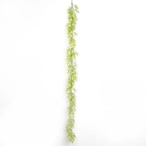 6.5 ft Artificial Peperomia Tetragona Leaves Garland Faux Hanging Vine - Green and White ARTI_GLND_GRN019