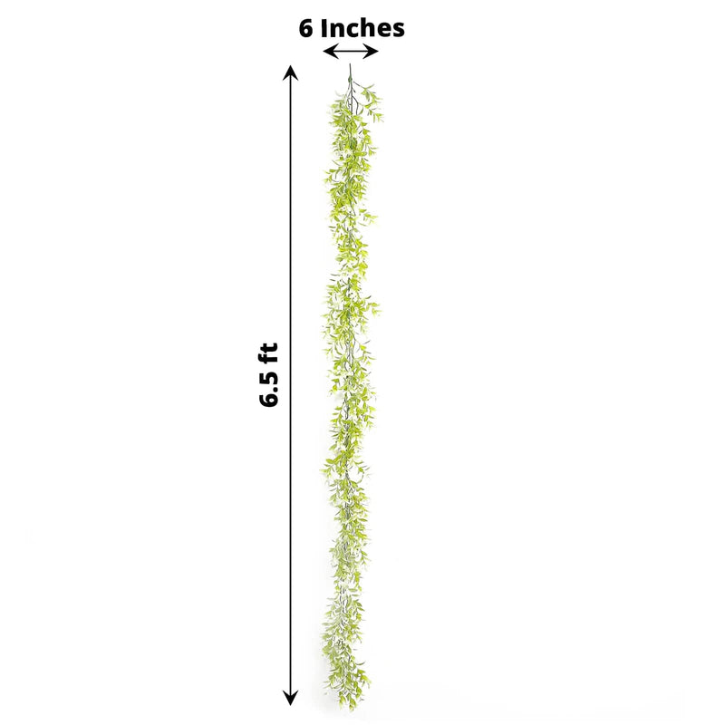 6.5 ft Artificial Peperomia Tetragona Leaves Garland Faux Hanging Vine - Green and White ARTI_GLND_GRN019