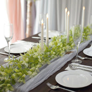 6.5 ft Artificial Peperomia Tetragona Leaves Garland Faux Hanging Vine - Green and White ARTI_GLND_GRN019