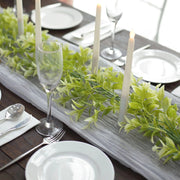 6.5 ft Artificial Peperomia Tetragona Leaves Garland Faux Hanging Vine - Green and White ARTI_GLND_GRN019