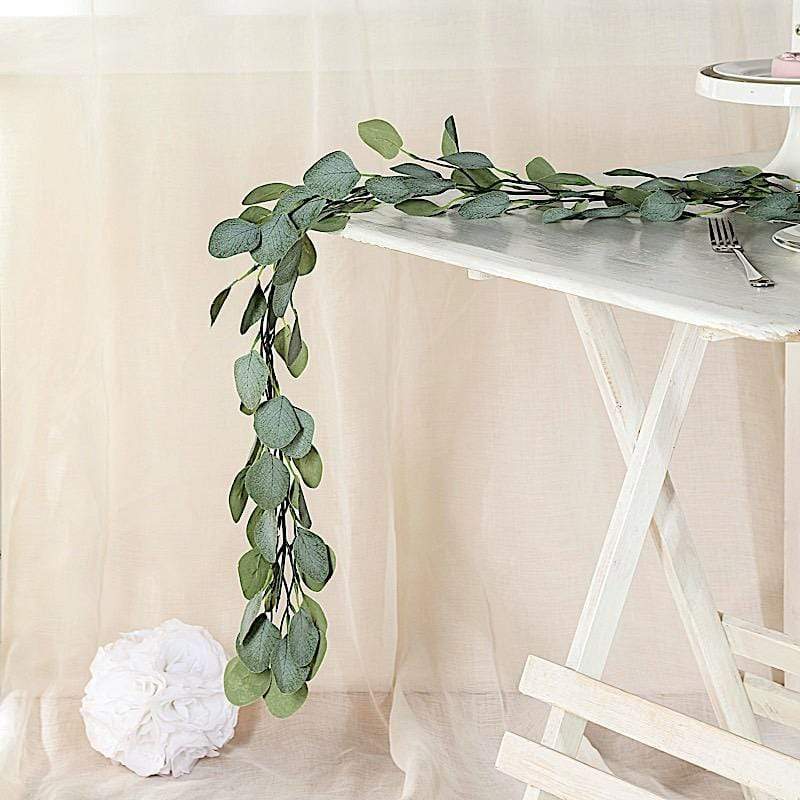 6.5 ft long Artificial Eucalyptus Foliage Garlands - Frosted Green