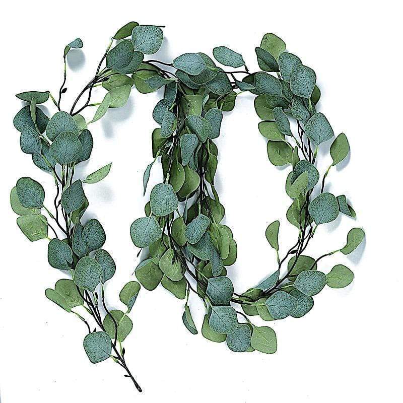 6.5 ft long Artificial Eucalyptus Foliage Garlands - Frosted Green ARTI_GLND_GRN015
