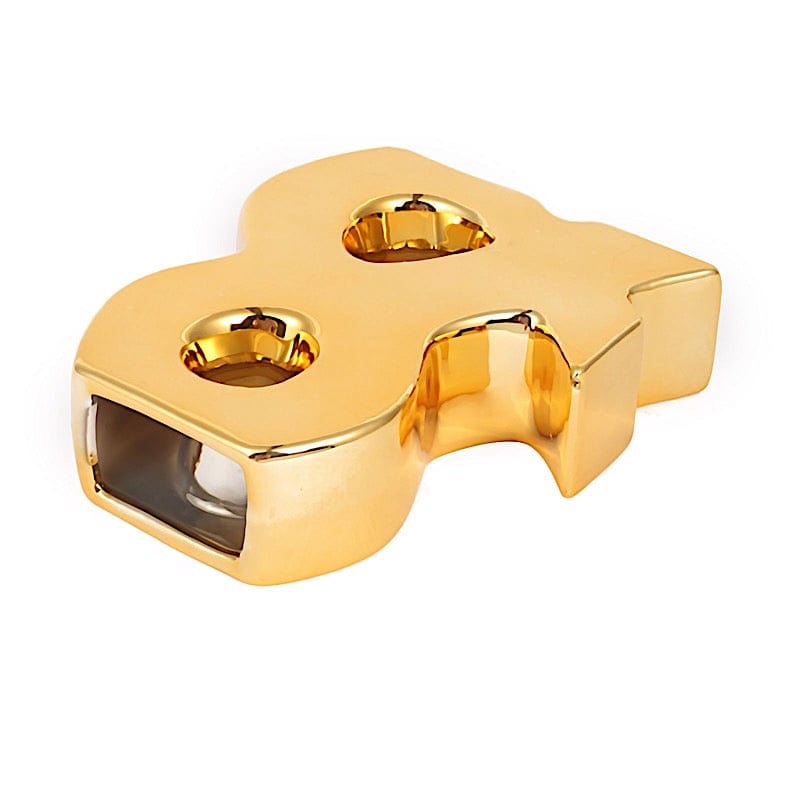 6" Ceramic Letters and Symbols Flower Vase Table Centerpiece - Gold