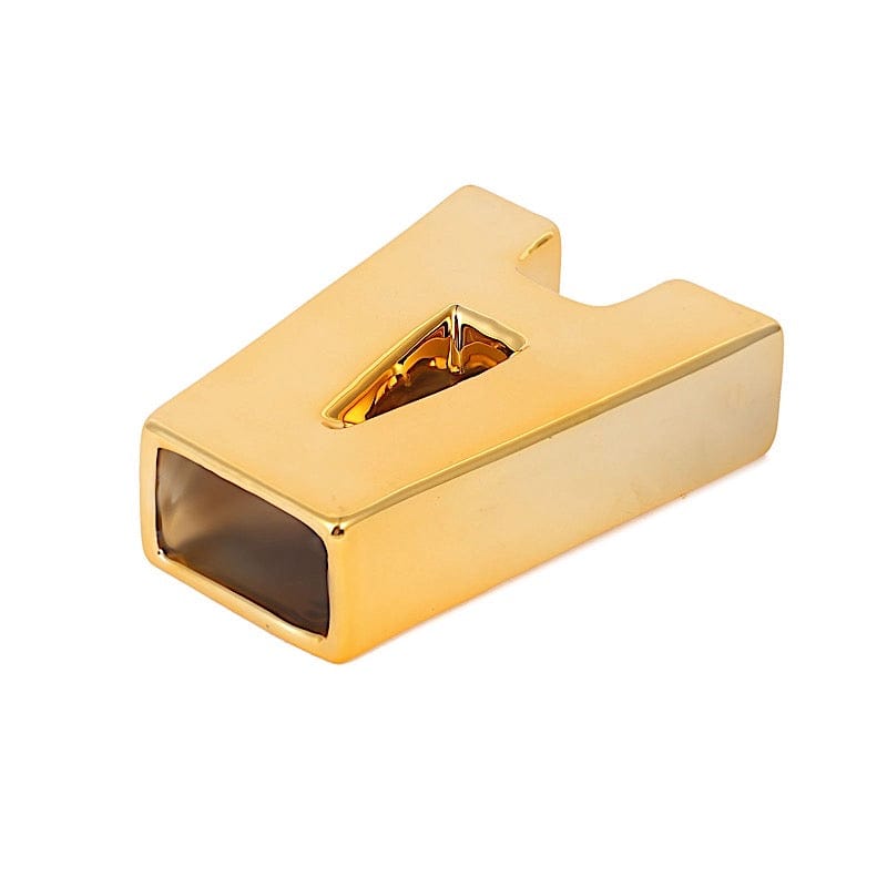 6" Ceramic Letters and Symbols Flower Vase Table Centerpiece - Gold