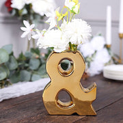 6" Ceramic Letters and Symbols Flower Vase Table Centerpiece - Gold