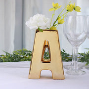 6" Ceramic Letters and Symbols Flower Vase Table Centerpiece - Gold