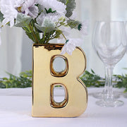 6" Ceramic Letters and Symbols Flower Vase Table Centerpiece - Gold