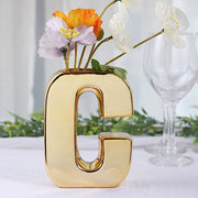 6" Ceramic Letters and Symbols Flower Vase Table Centerpiece - Gold
