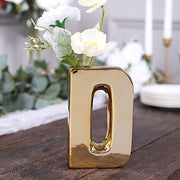 6" Ceramic Letters and Symbols Flower Vase Table Centerpiece - Gold