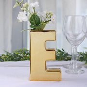 6" Ceramic Letters and Symbols Flower Vase Table Centerpiece - Gold
