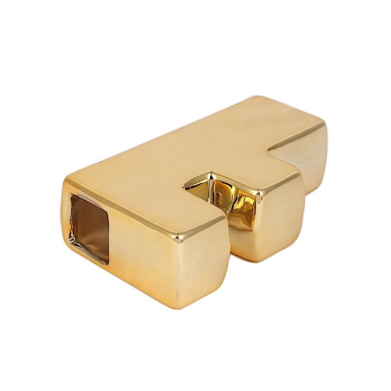 6" Ceramic Letters and Symbols Flower Vase Table Centerpiece - Gold