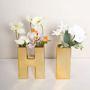 6" Ceramic Letters and Symbols Flower Vase Table Centerpiece - Gold