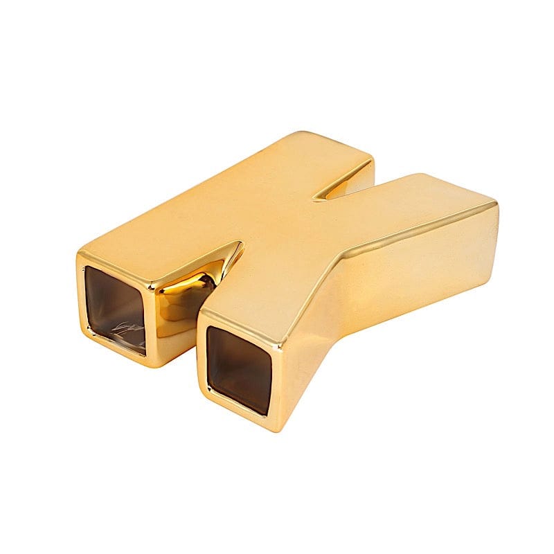 6" Ceramic Letters and Symbols Flower Vase Table Centerpiece - Gold