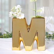 6" Ceramic Letters and Symbols Flower Vase Table Centerpiece - Gold