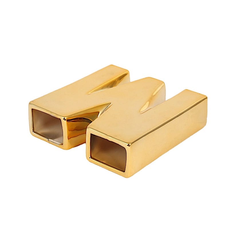 6" Ceramic Letters and Symbols Flower Vase Table Centerpiece - Gold