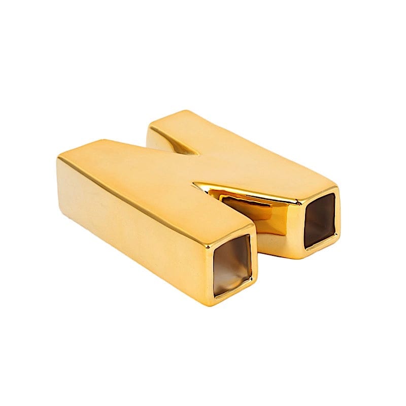 6" Ceramic Letters and Symbols Flower Vase Table Centerpiece - Gold