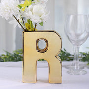 6" Ceramic Letters and Symbols Flower Vase Table Centerpiece - Gold
