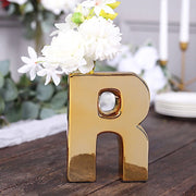 6" Ceramic Letters and Symbols Flower Vase Table Centerpiece - Gold
