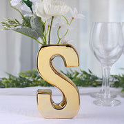 6" Ceramic Letters and Symbols Flower Vase Table Centerpiece - Gold