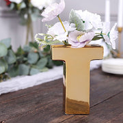 6" Ceramic Letters and Symbols Flower Vase Table Centerpiece - Gold