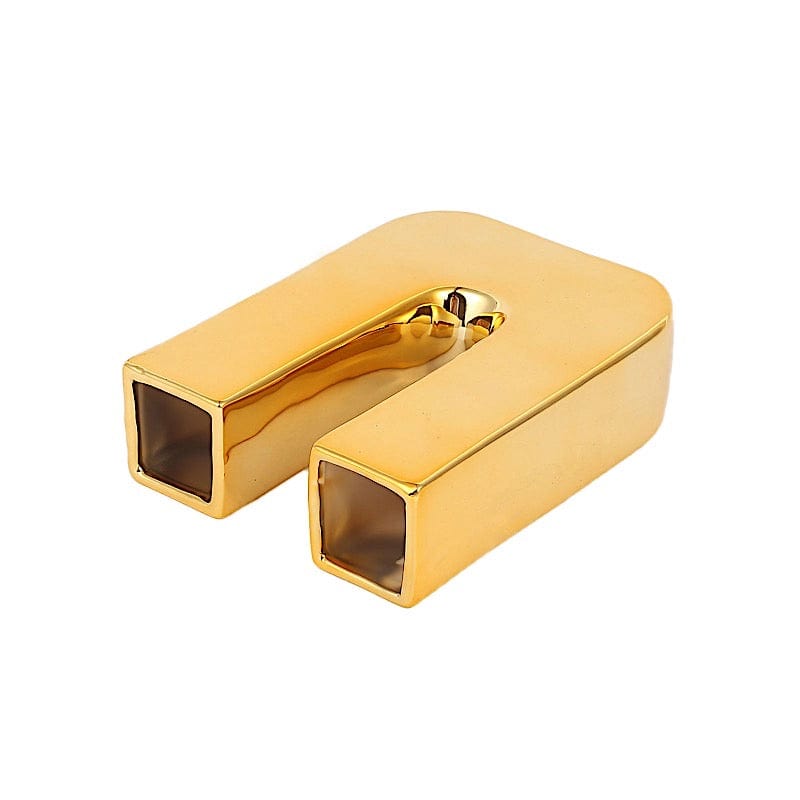 6" Ceramic Letters and Symbols Flower Vase Table Centerpiece - Gold