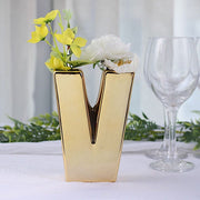 6" Ceramic Letters and Symbols Flower Vase Table Centerpiece - Gold