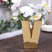 6" Ceramic Letters and Symbols Flower Vase Table Centerpiece - Gold