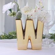 6" Ceramic Letters and Symbols Flower Vase Table Centerpiece - Gold