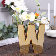 6" Ceramic Letters and Symbols Flower Vase Table Centerpiece - Gold