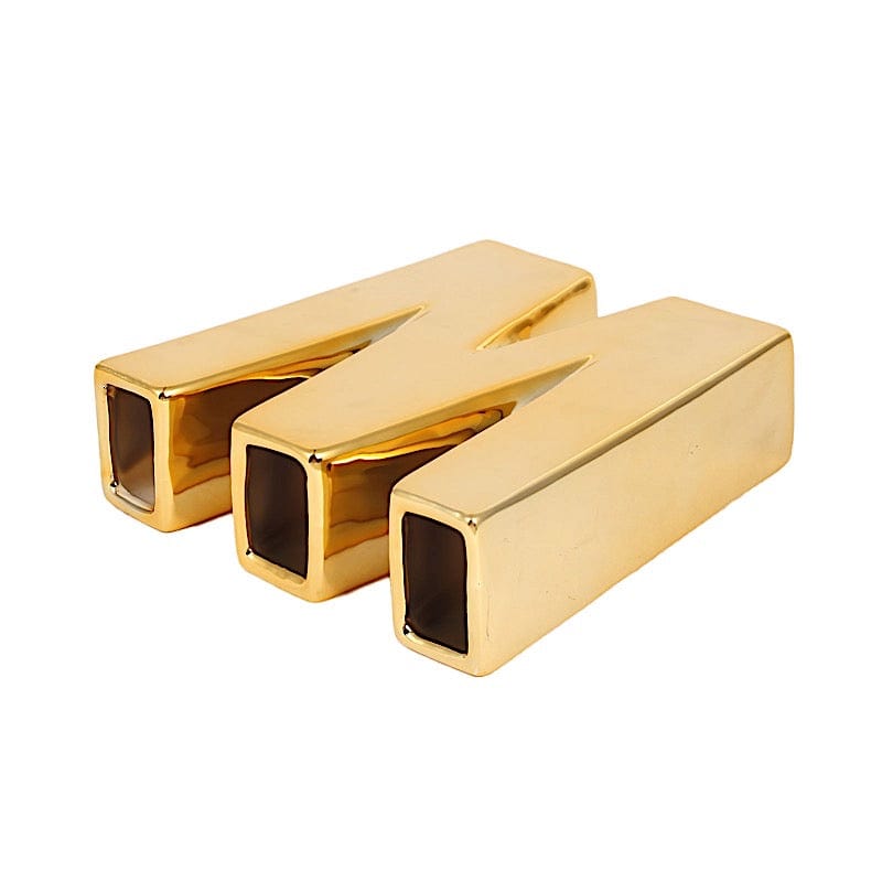 6" Ceramic Letters and Symbols Flower Vase Table Centerpiece - Gold