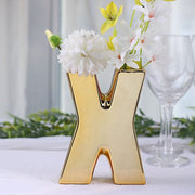 6" Ceramic Letters and Symbols Flower Vase Table Centerpiece - Gold