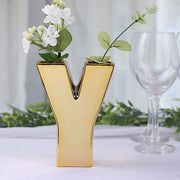 6" Ceramic Letters and Symbols Flower Vase Table Centerpiece - Gold