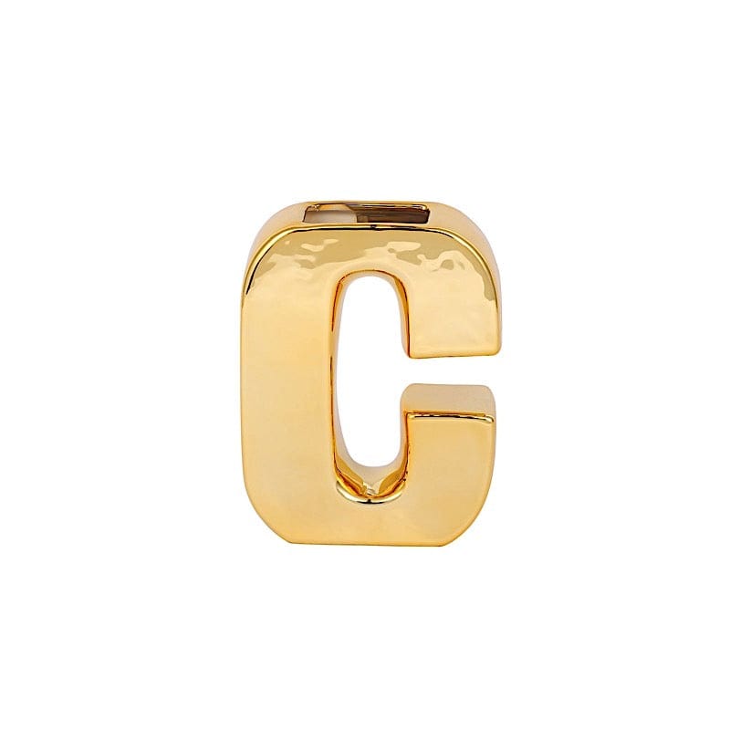 6" Ceramic Letters and Symbols Flower Vase Table Centerpiece - Gold WOD_METLTR05_6_C