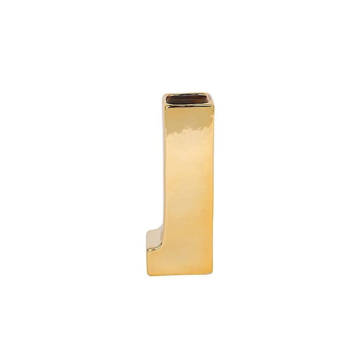 6" Ceramic Letters and Symbols Flower Vase Table Centerpiece - Gold WOD_METLTR05_6_J