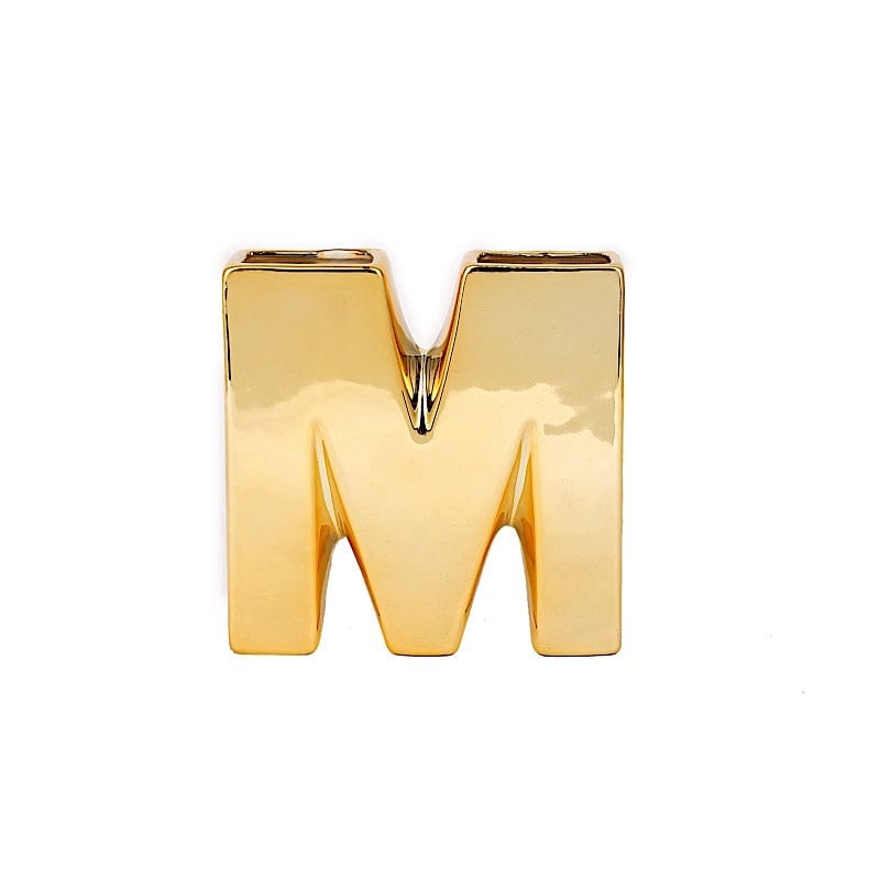 6" Ceramic Letters and Symbols Flower Vase Table Centerpiece - Gold WOD_METLTR05_6_M