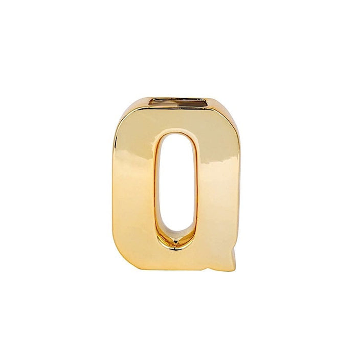 6" Ceramic Letters and Symbols Flower Vase Table Centerpiece - Gold WOD_METLTR05_6_Q