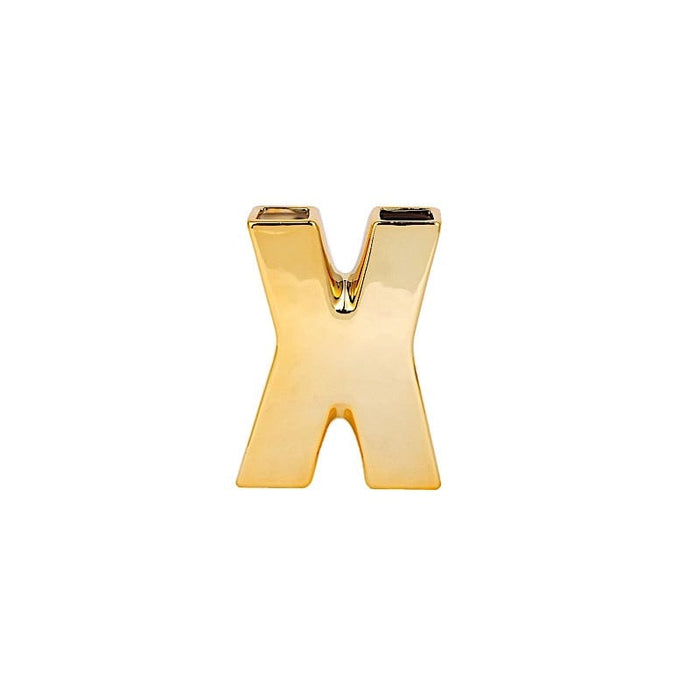 6" Ceramic Letters and Symbols Flower Vase Table Centerpiece - Gold WOD_METLTR05_6_X