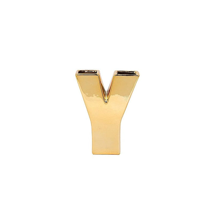 6" Ceramic Letters and Symbols Flower Vase Table Centerpiece - Gold WOD_METLTR05_6_Y