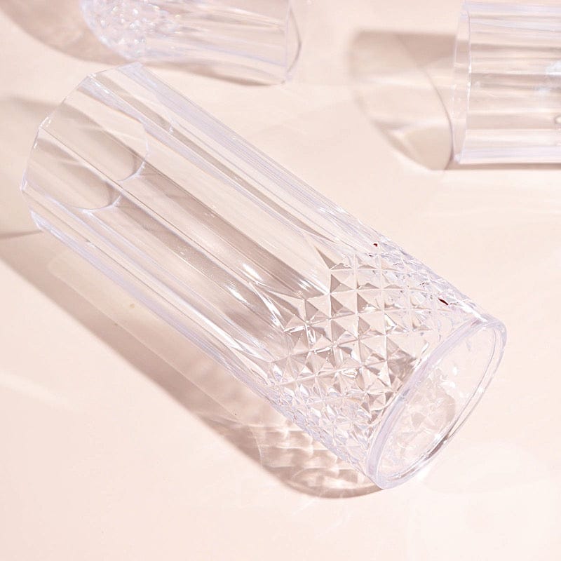 6 Clear 14 oz Crystal Plastic Drinking Glasses - Disposable Tableware DSP_CUCT006_14_CLR