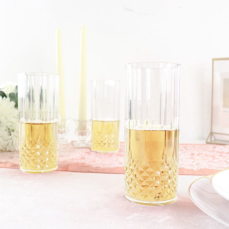6 Clear 14 oz Crystal Plastic Drinking Glasses - Disposable Tableware DSP_CUCT006_14_CLR