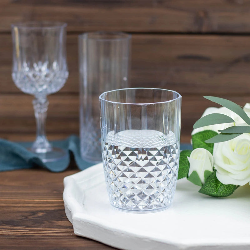 6 Clear 16 oz Crystal Plastic Drinking Glasses - Disposable Tableware DSP_CUCT006_16_CLR