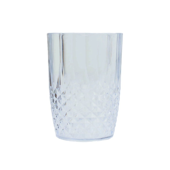 6 Clear 16 oz Crystal Cut Plastic Drinking Glasses - Disposable Tableware