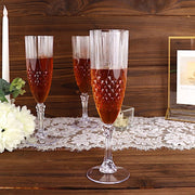 6 Clear 8 oz Crystal Plastic Champagne Flute Glasses - Disposable Tableware DSP_CUCP006_10_CLR