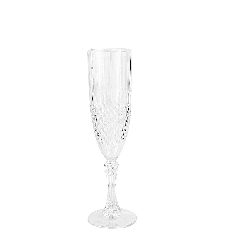 6 Clear 8 oz Crystal Plastic Champagne Flute Glasses - Disposable Tableware DSP_CUCP006_10_CLR