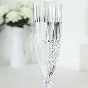 6 Clear 8 oz Crystal Plastic Champagne Flute Glasses - Disposable Tableware DSP_CUCP006_10_CLR