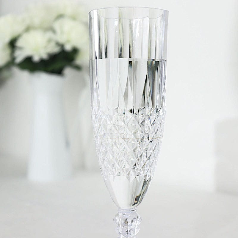 6 Clear 8 oz Crystal Plastic Champagne Flute Glasses - Disposable Tableware DSP_CUCP006_10_CLR