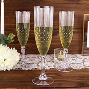 6 Clear 8 oz Crystal Plastic Champagne Flute Glasses - Disposable Tableware DSP_CUCP006_10_CLR