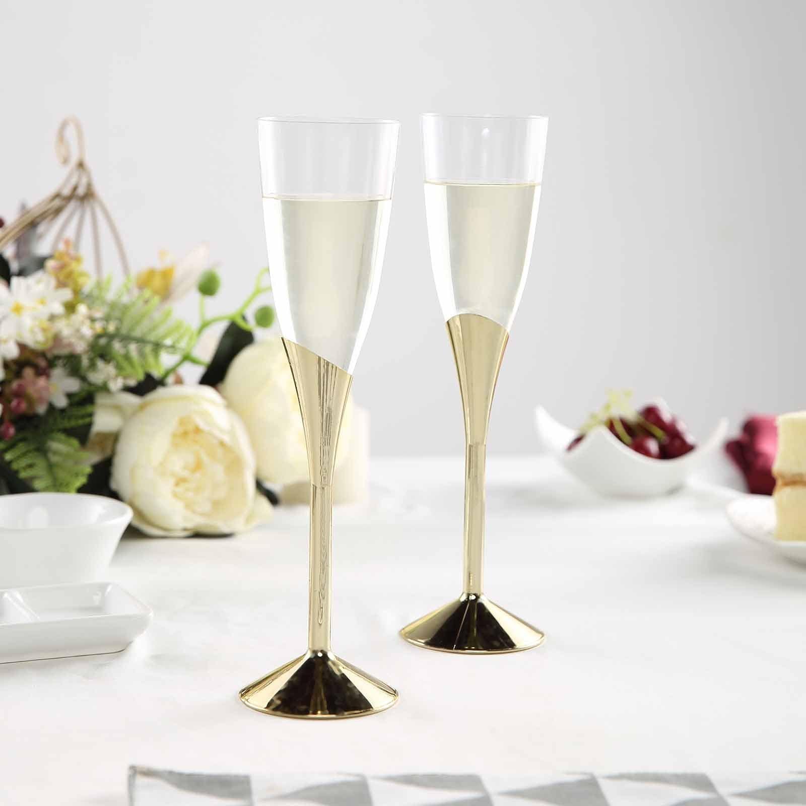 6 Elegant 5 oz Base Wedding Flutes - Disposable Tableware