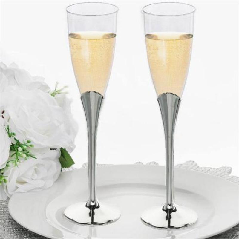 6 Elegant 5 oz Base Wedding Flutes - Disposable Tableware